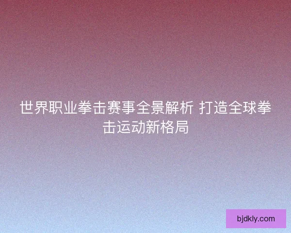 世界职业拳击赛事全景解析 打造全球拳击运动新格局